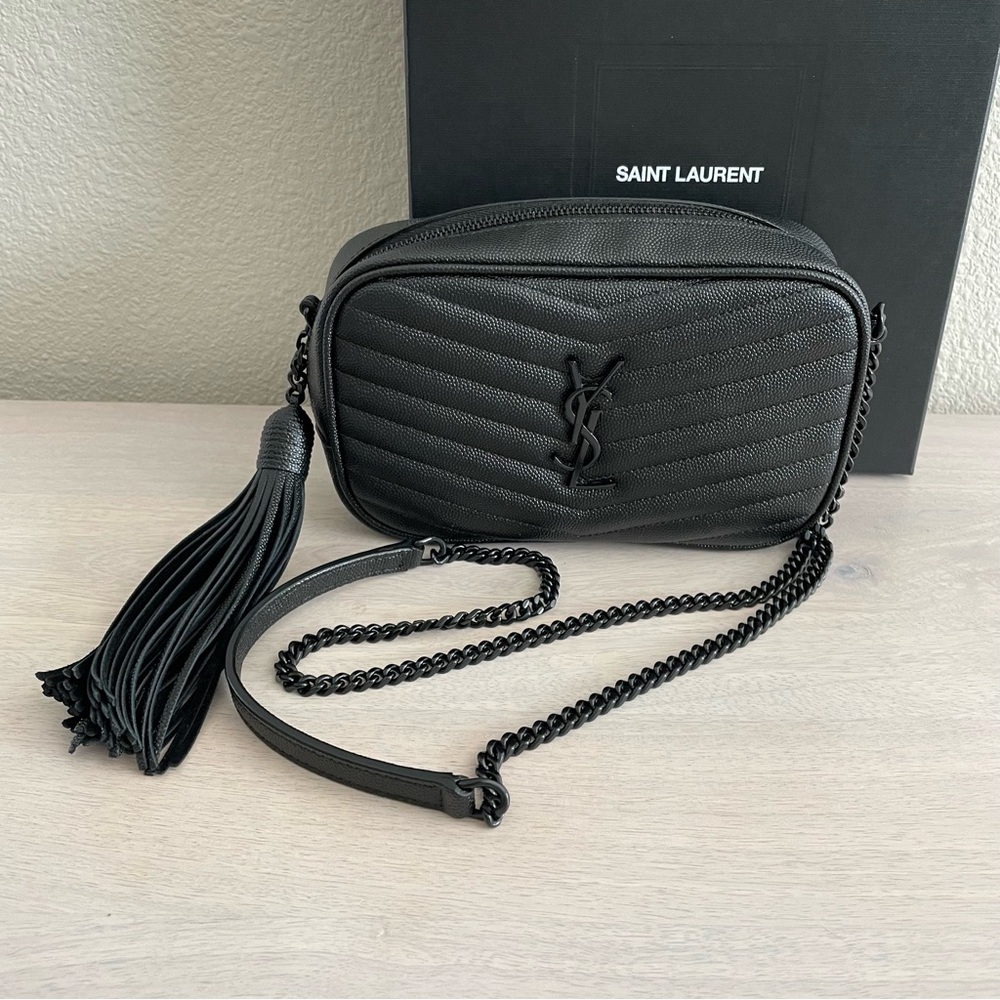 Saint Laurent Mini Lou Camera Bag Monochromatic Black Grain De Poudre Leather
